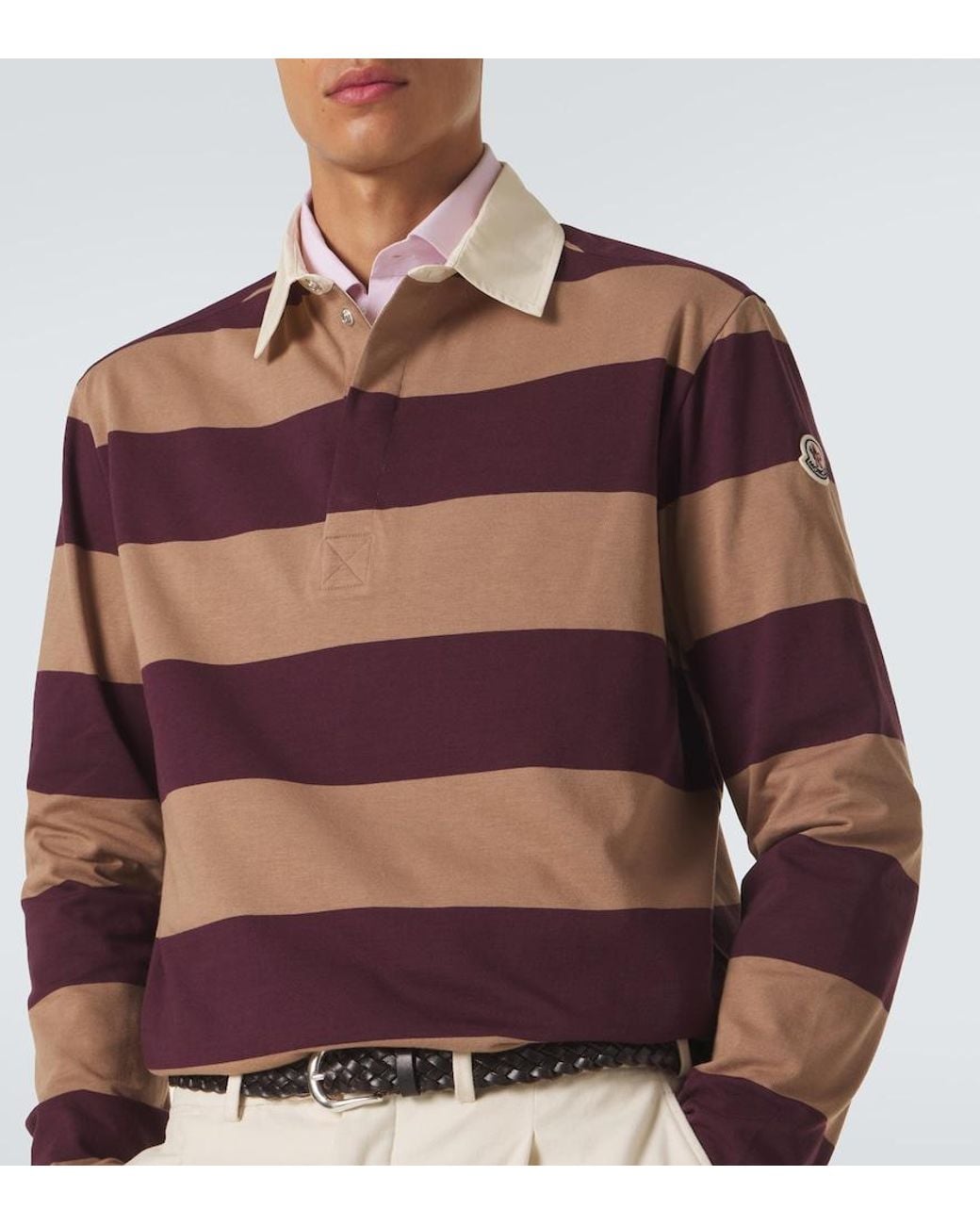 Moncler Multicolor Striped Cotton Pique Polo Shirt for men