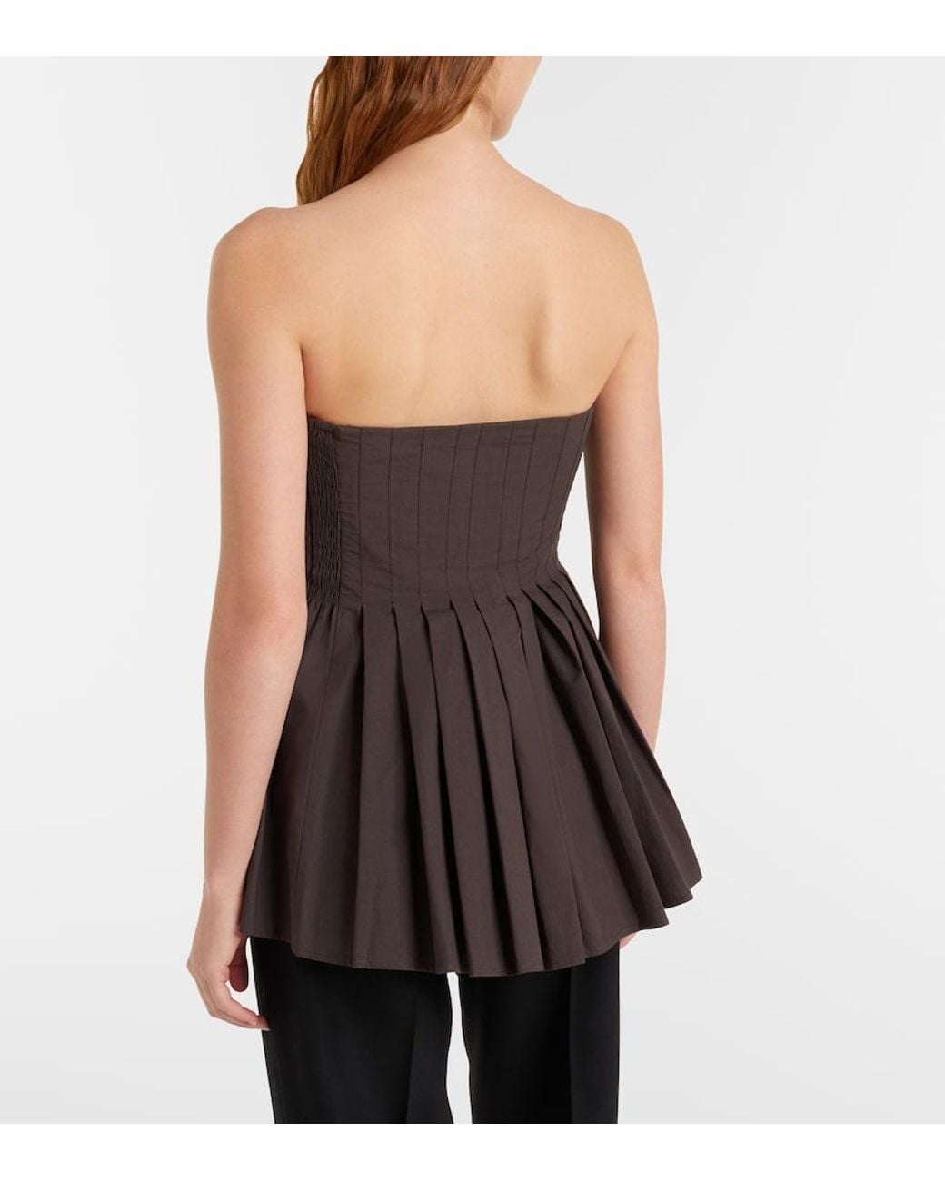Proenza Schouler Black Label Avine Pleated Peplum Cotton Top