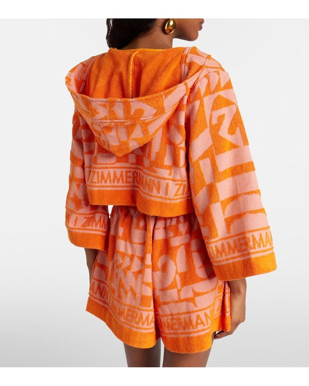 Zimmermann Orange Solstice Towelling Cotton Terry Crop Top