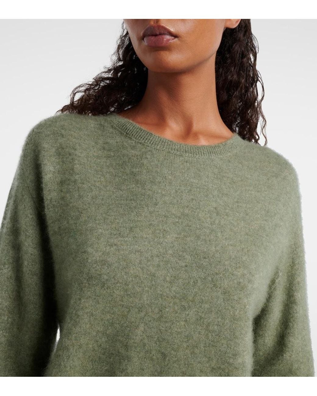 The Row Green Lorynna Cashmere Silk Sweater