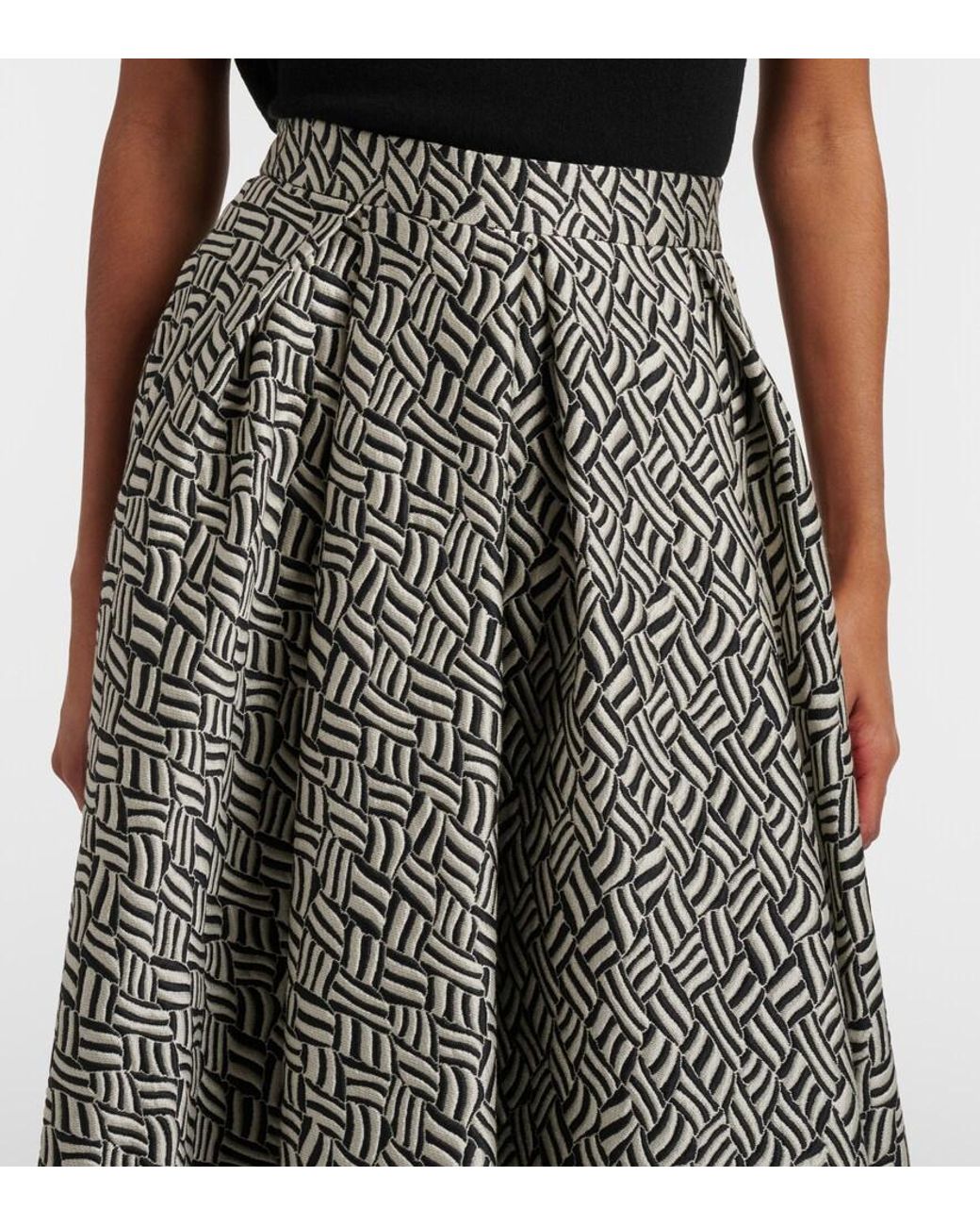 Max Mara Gray Perle Cotton-Blend Jacquard Midi Skirt