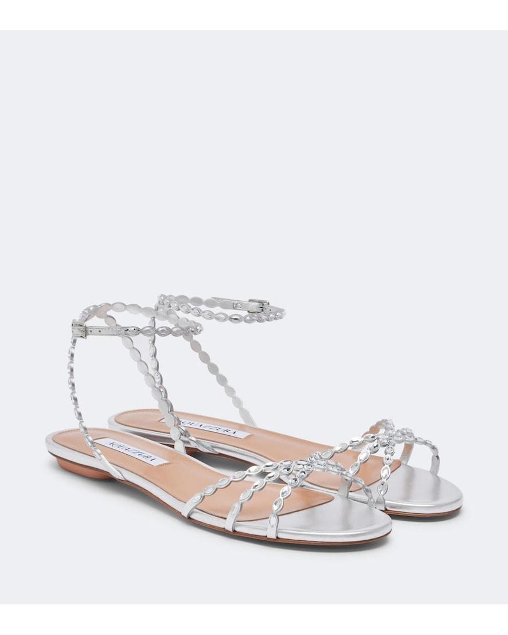 Aquazzura White Love Struck Embellished Leather Sandals