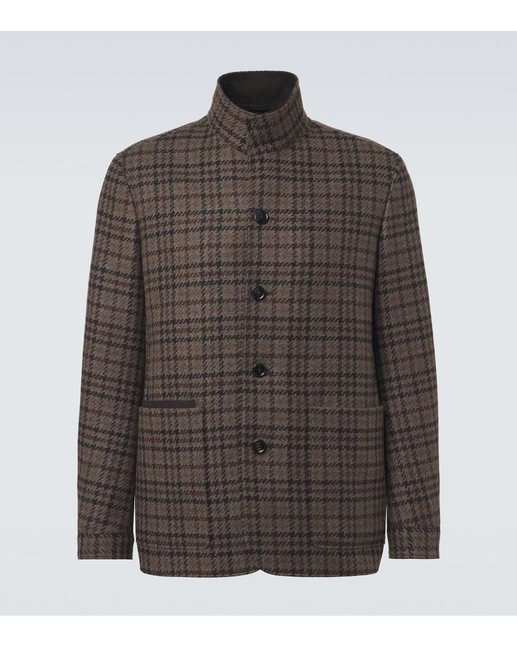 Zegna Brown Checked Cashmere Jacket for men