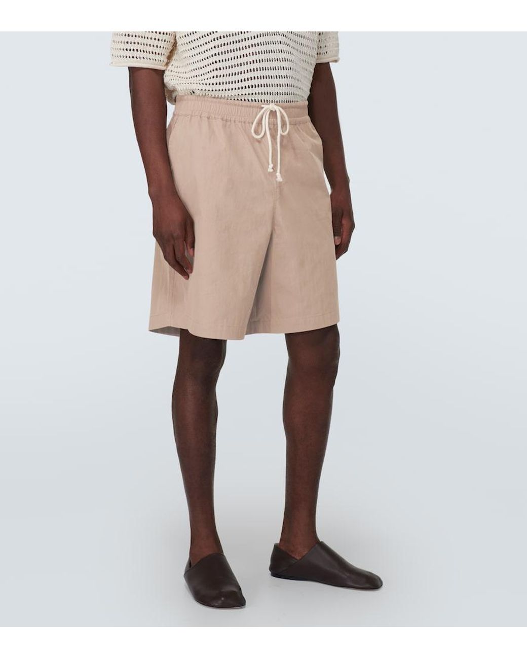 Commas Natural Cotton-Blend Shorts for men