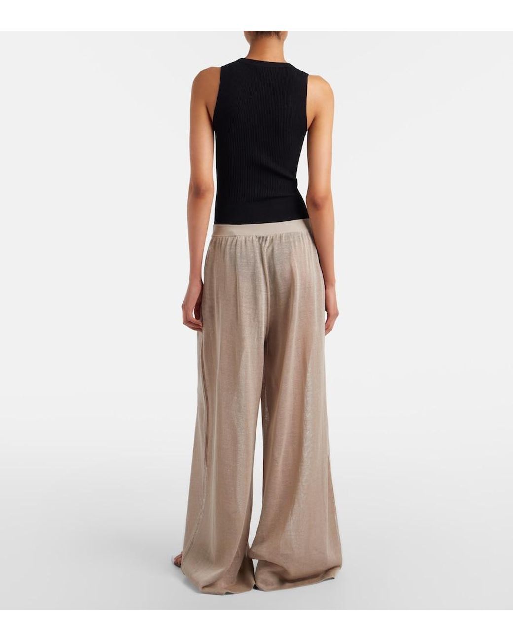 Alaïa Natural Linen And Silk Wide-Leg Pants