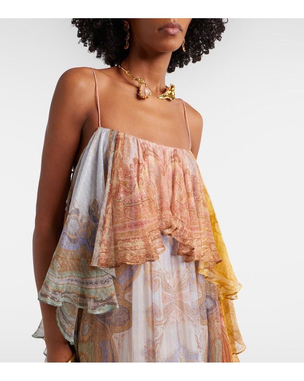 Zimmermann Orange Como Paisley Silk-Blend Maxi Dress
