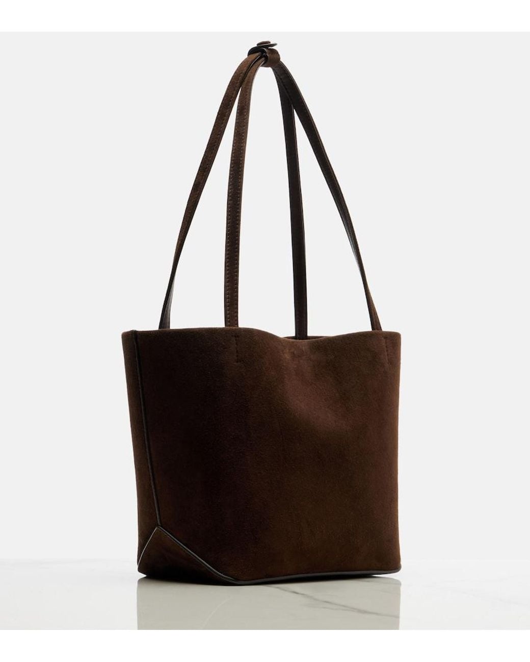 The Row Brown Park Edge Medium Suede Tote Bag