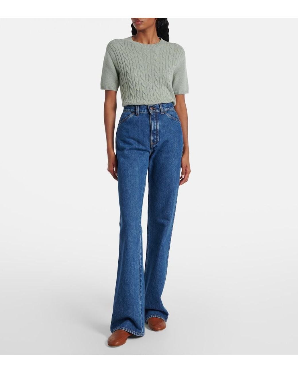 Loro Piana Blue Merak High-Rise Flared Jeans