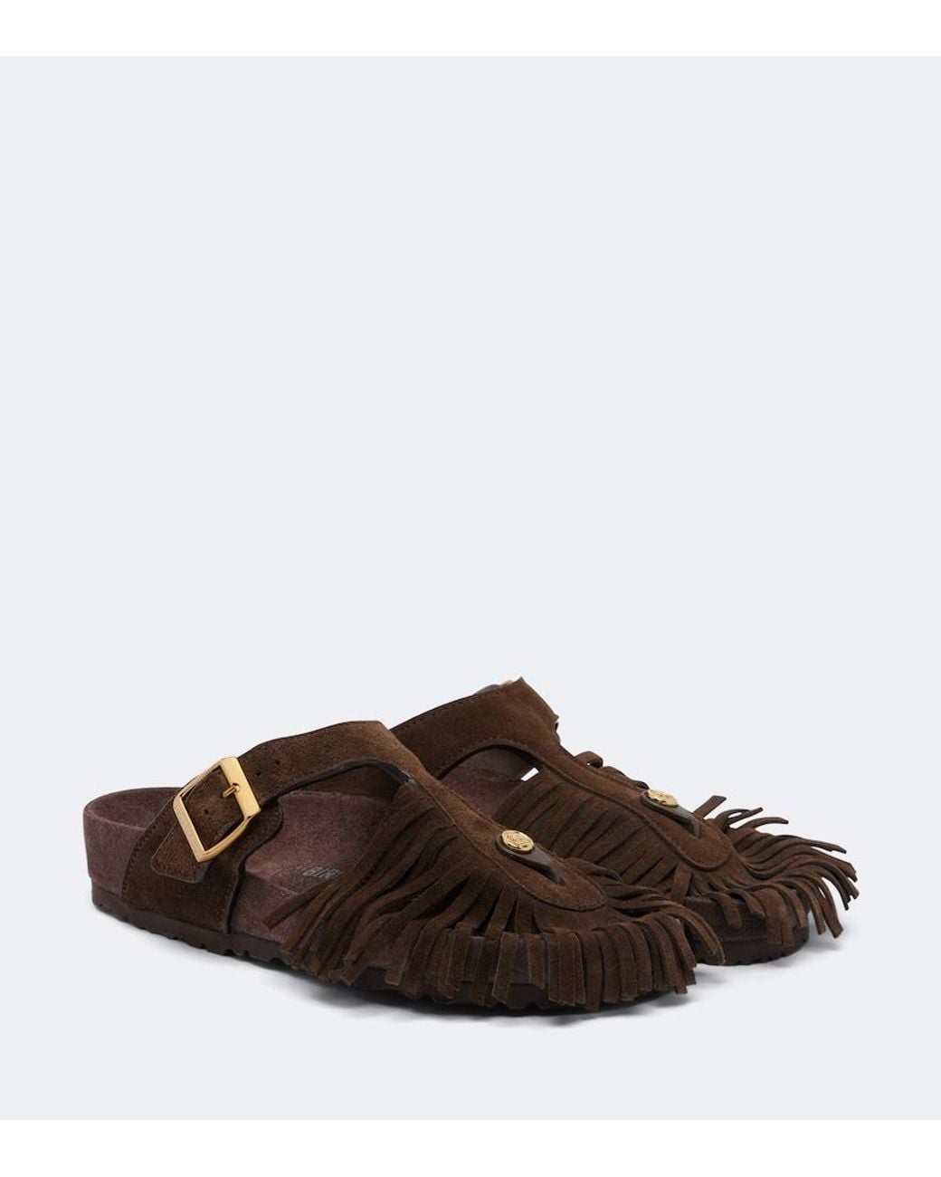 Etro Brown X Birkenstock Gizeh Fringed Suede Sandals