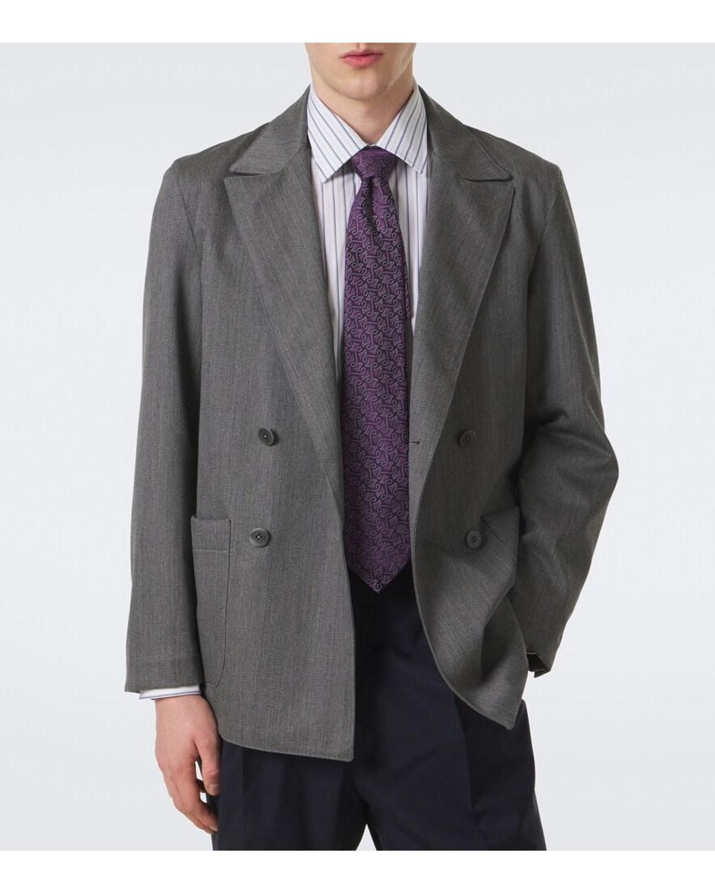 Charvet Purple Silk Jacquard Tie for men