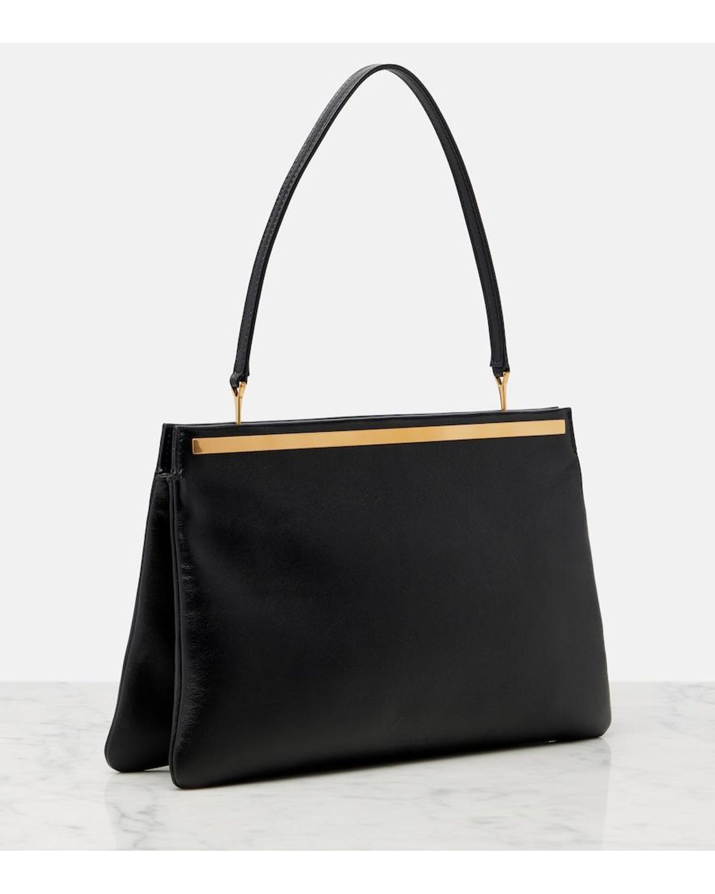 The Row Black Elise Medium Leather Shoulder Bag