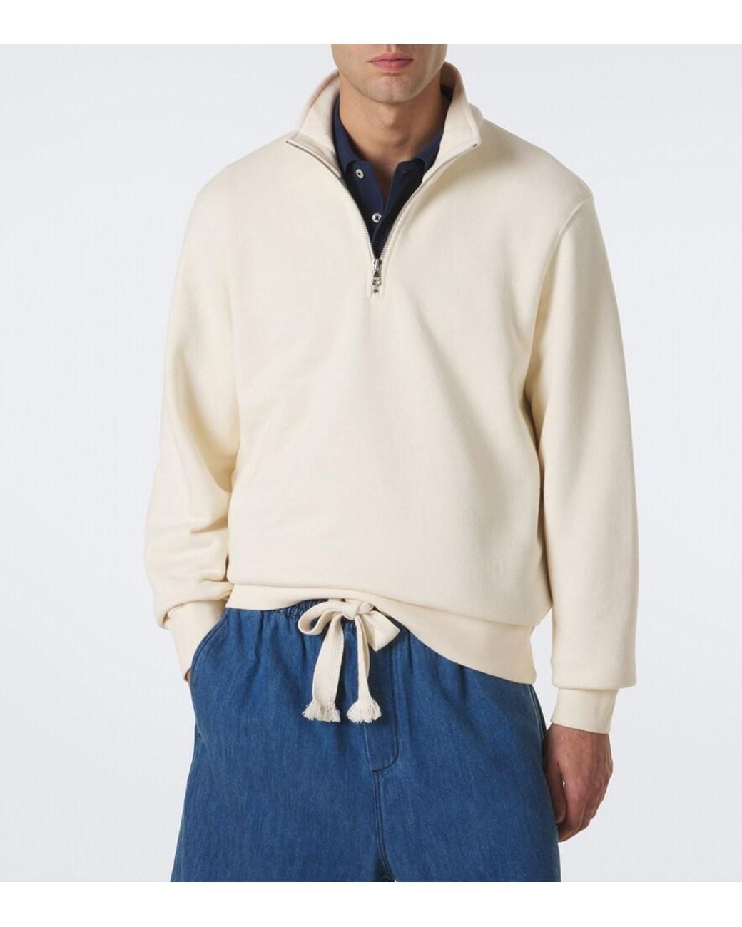Orlebar Brown Natural Wyatt Cotton Jersey Half-Zip Sweatshirt for men