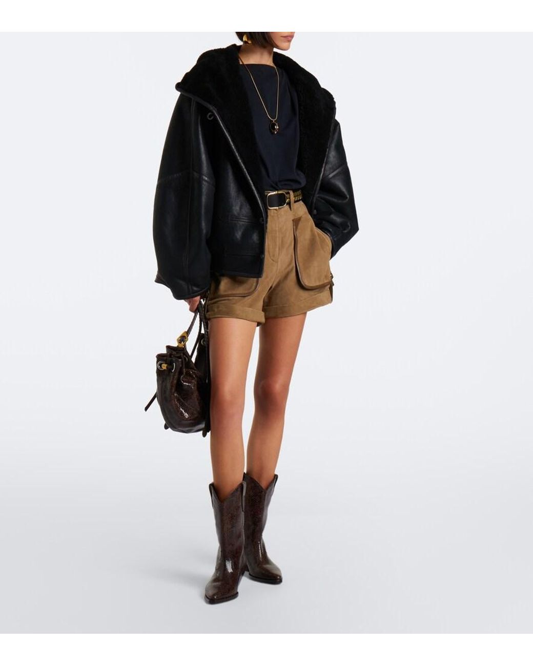 Isabel Marant Black Duerto Snake-Effect Leather Cowboy Boots