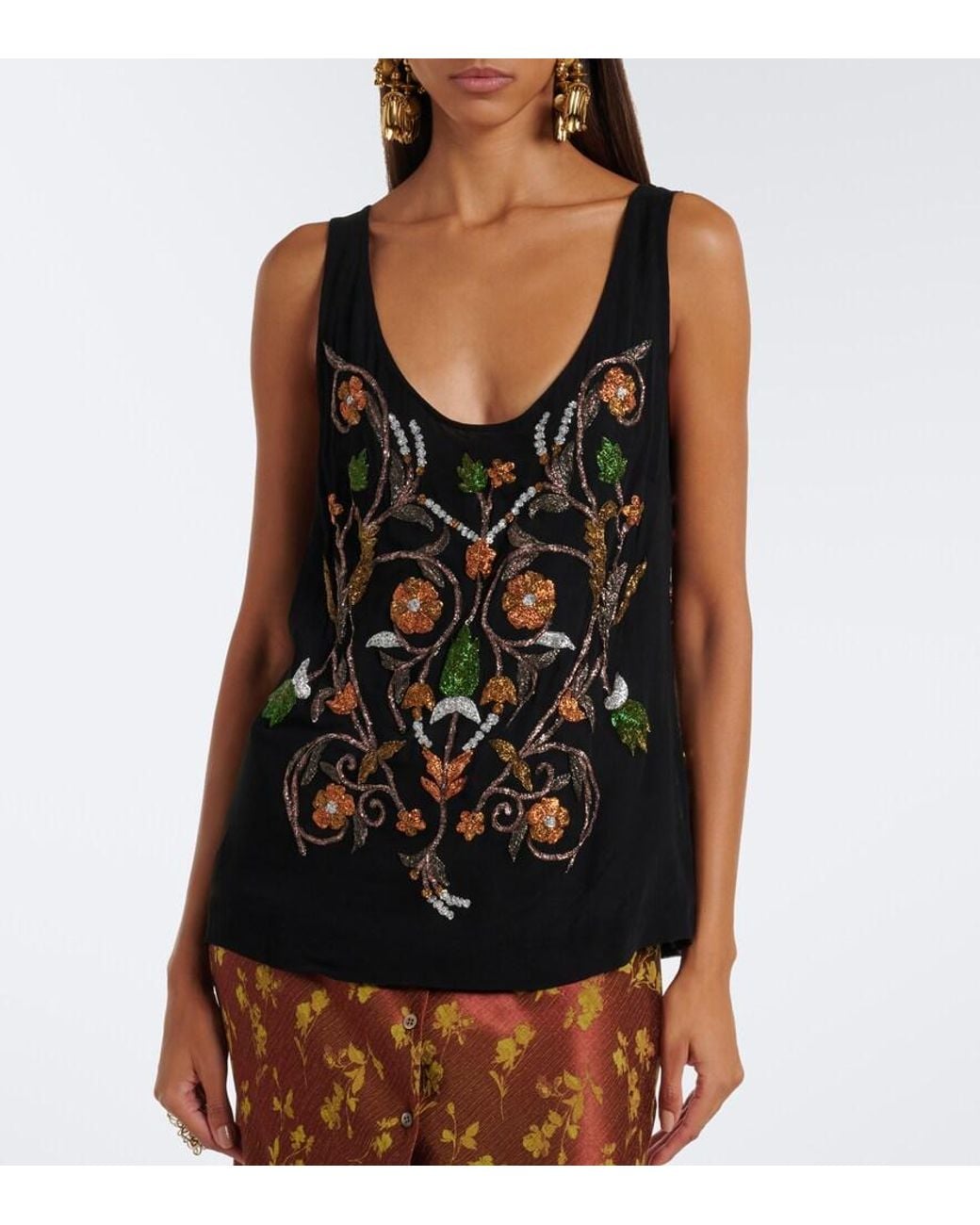 Dries Van Noten Black Embroidered Top