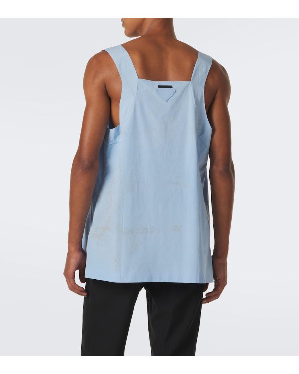 Prada Blue Printed Cotton Top for men