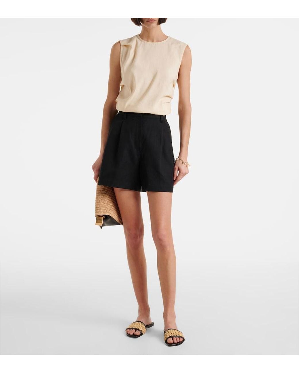 Paris Texas Black Ava 50 Leather-Trimmed Mules