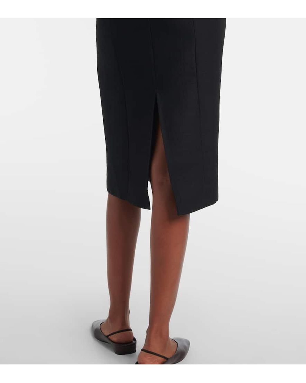 Calvin Klein Black Bonny Wool And Linen-Blend Midi Dress