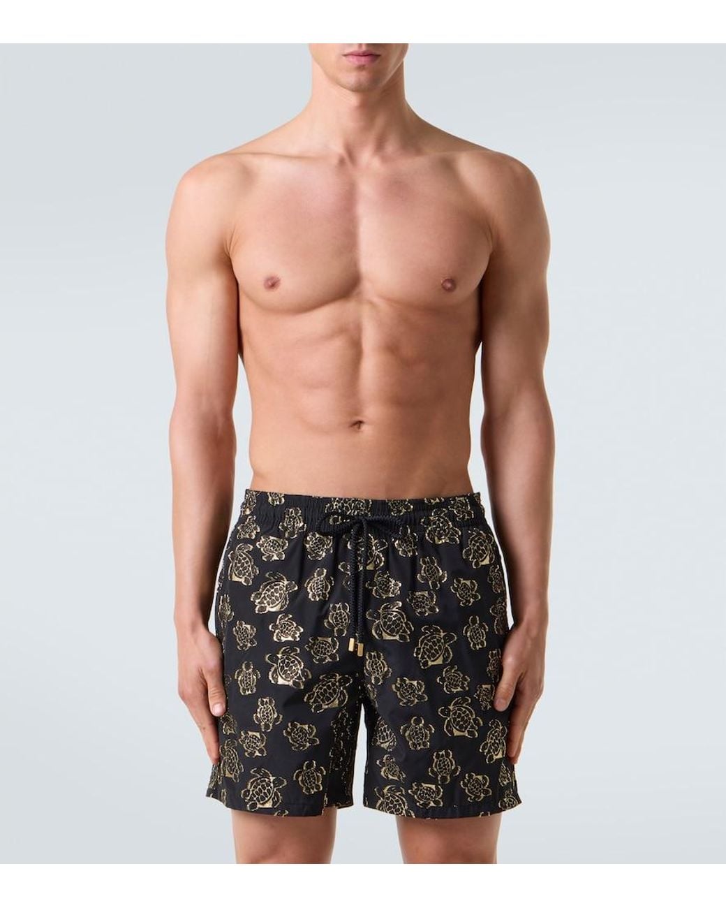 Vilebrequin Black Jacquard Embroidered Swim Trunks for men
