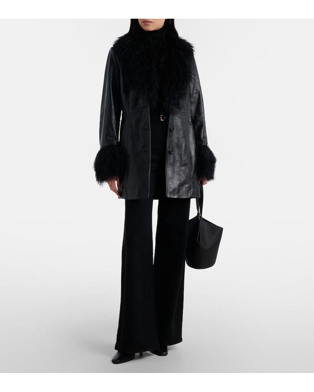 Nili Lotan Black Sefa Belted Leather Jacket