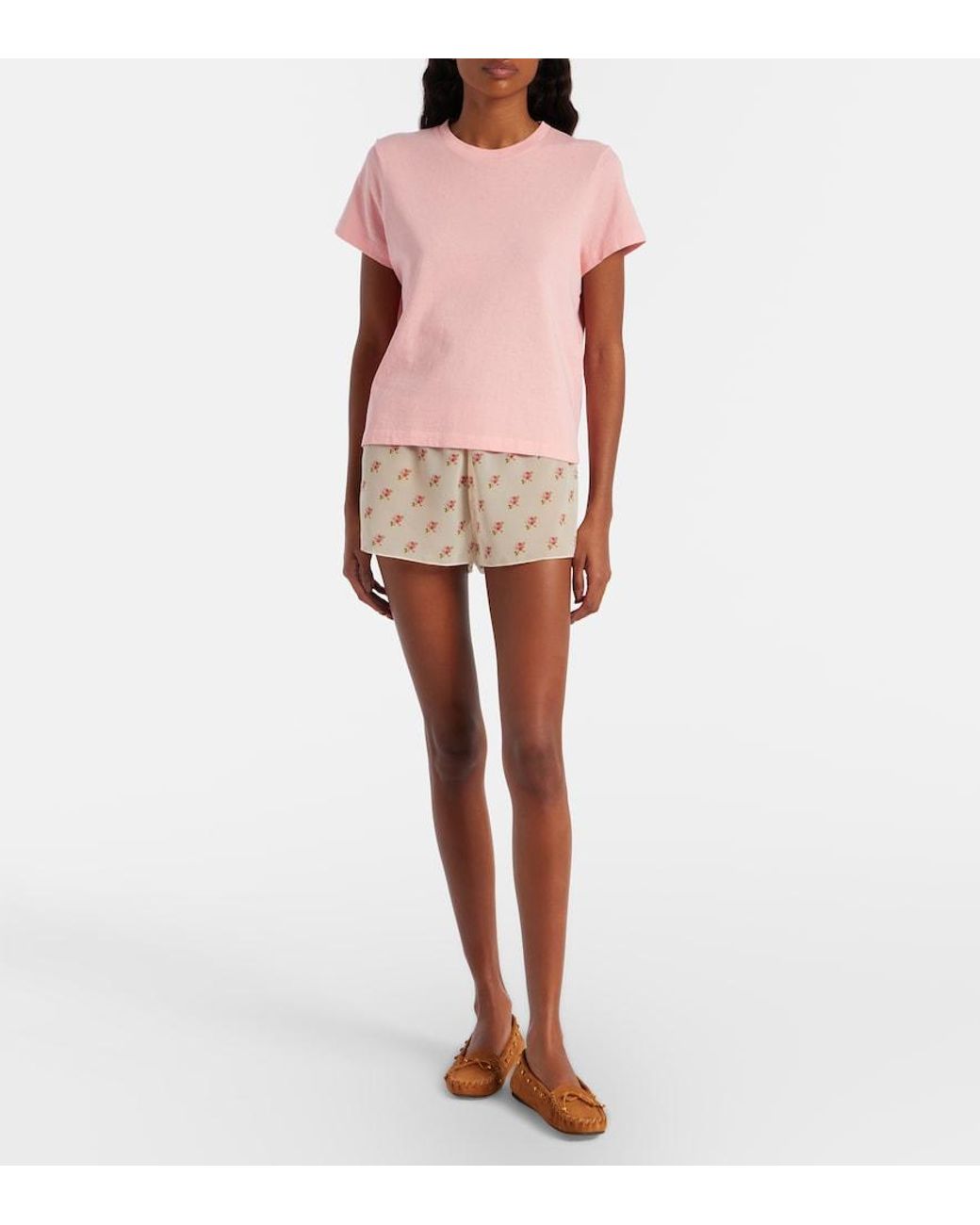 Khaite Natural Tilly Floral Silk Organza Shorts