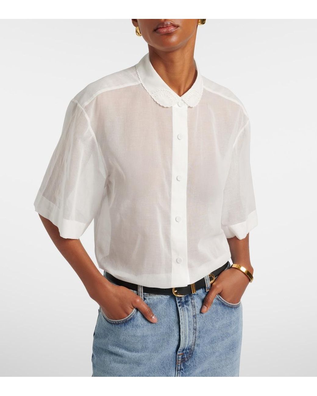 Rohe White Embroidered Cotton Muslin Top