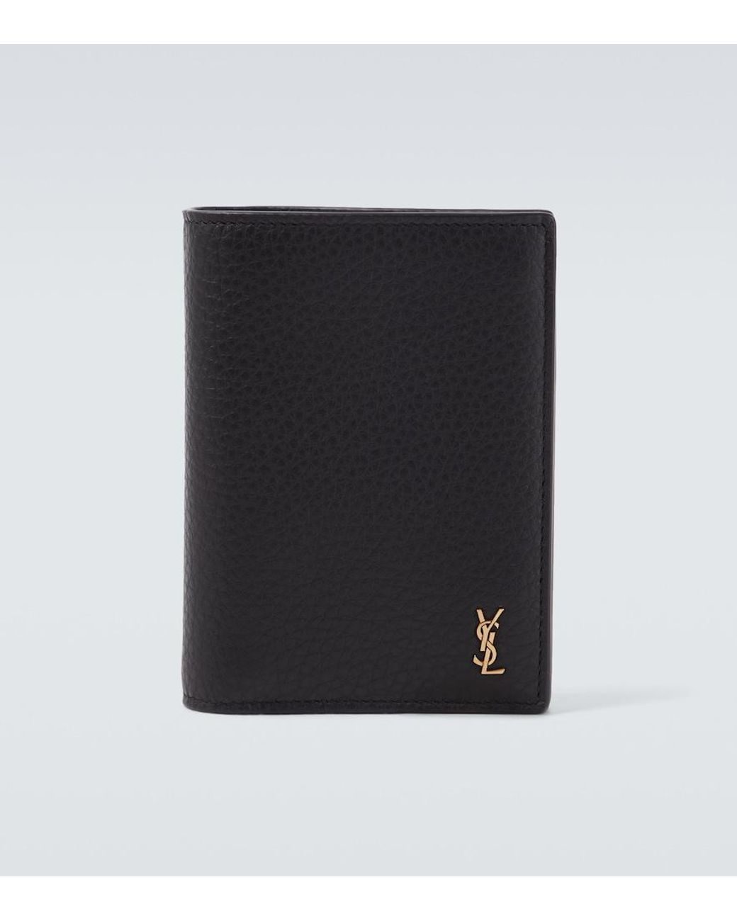 Saint Laurent Black Tiny Cassandre Leather Bi-Fold Wallet for men