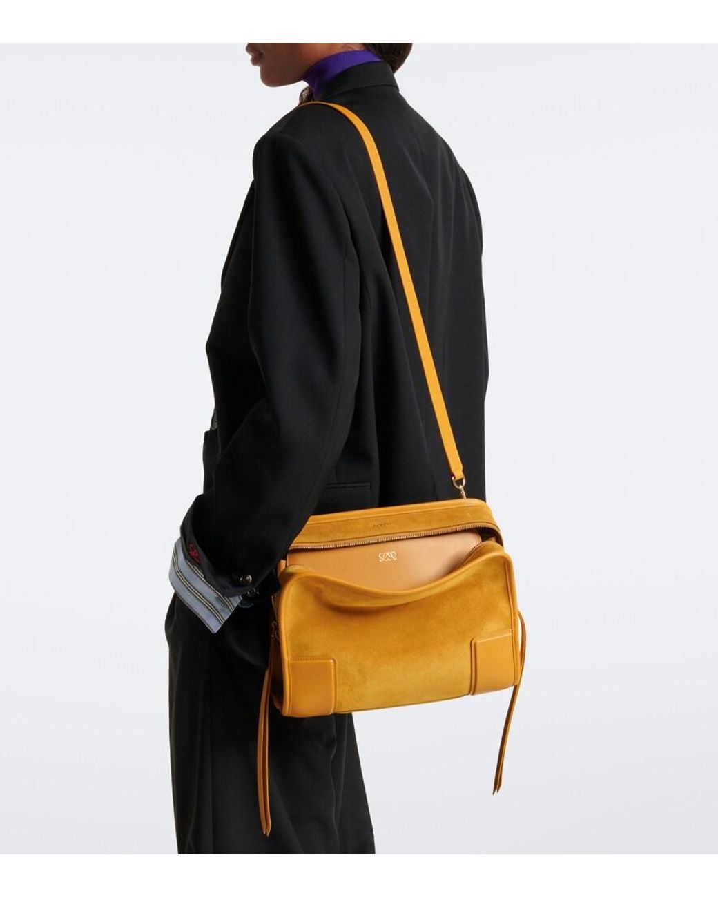 Loewe Yellow Amazona 180 Medium Suede Top-Handle Bag