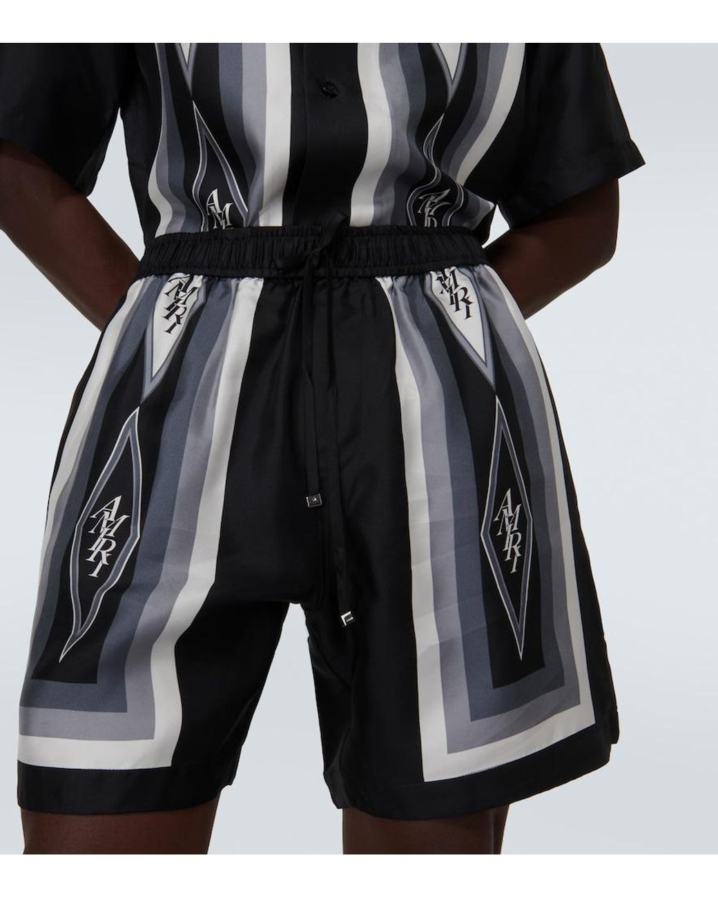 Amiri Black Diamond Silk Shorts for men