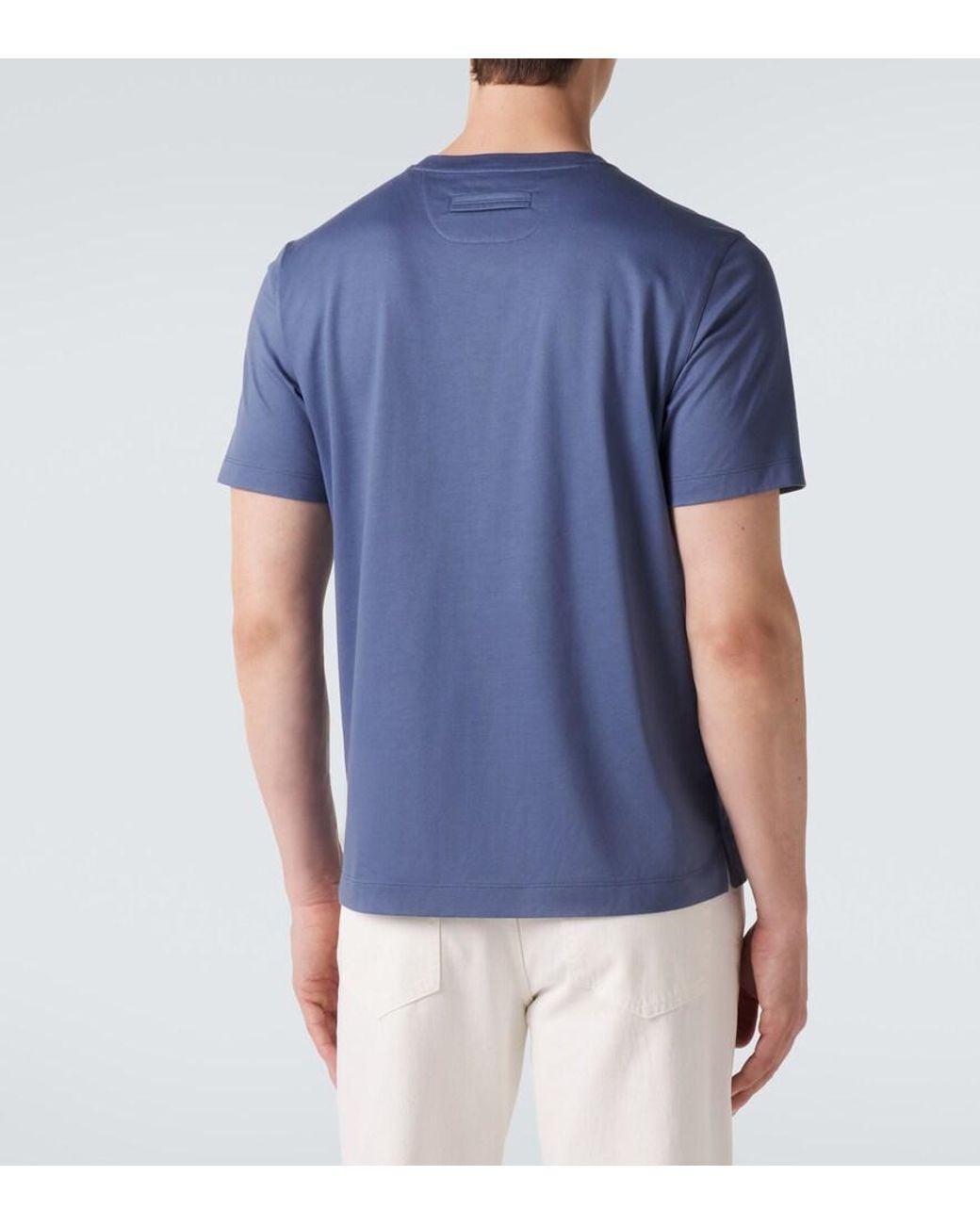 Zegna Blue Cotton Jersey T-Shirt for men