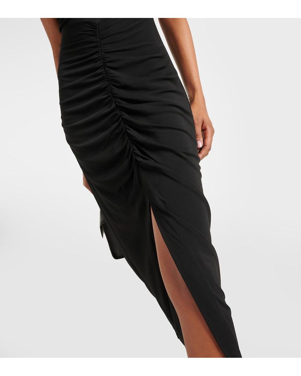 Diane von Furstenberg Black Stephen Ruched Jersey Midi Dress
