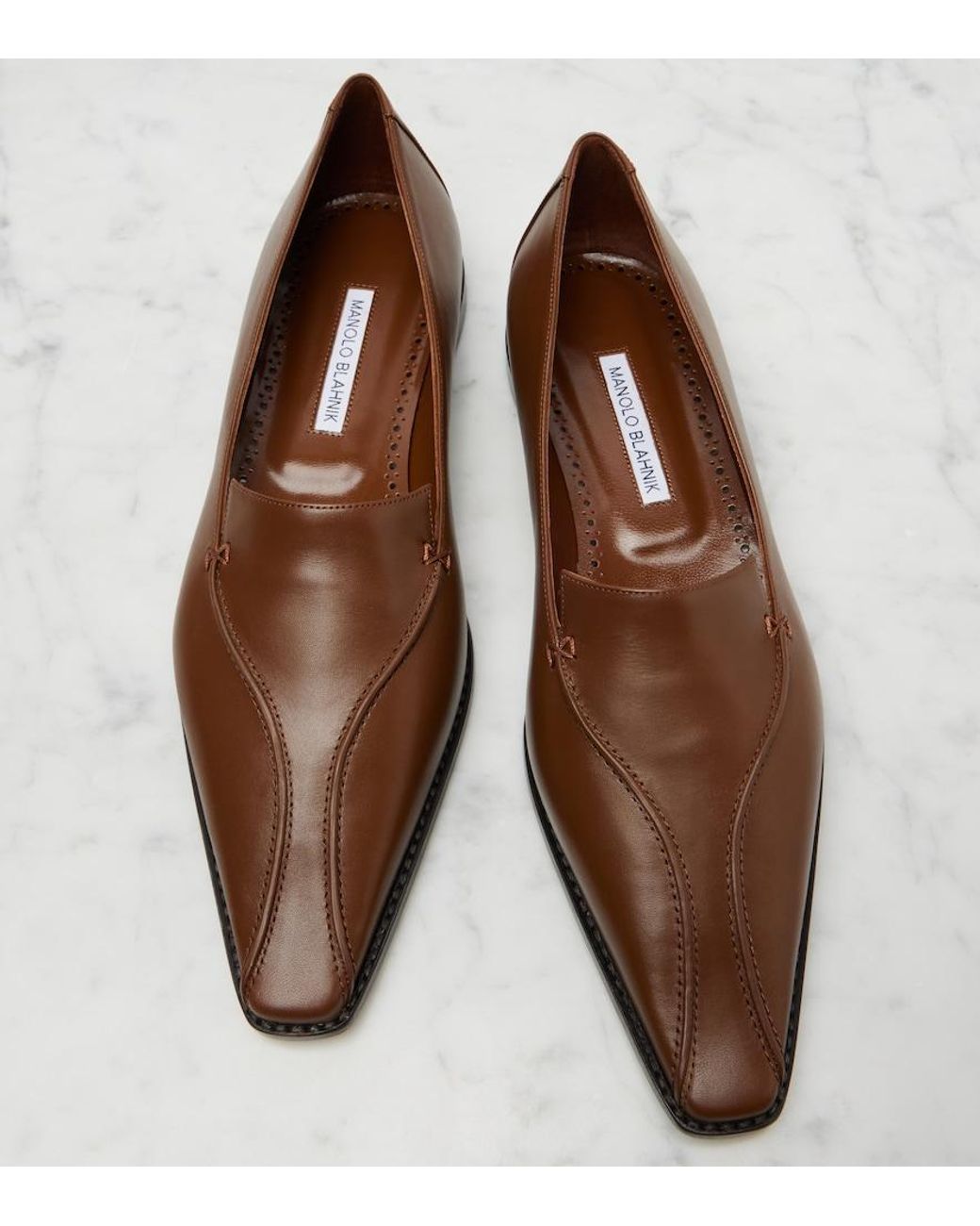 Manolo Blahnik Brown Cleofe Leather Loafers