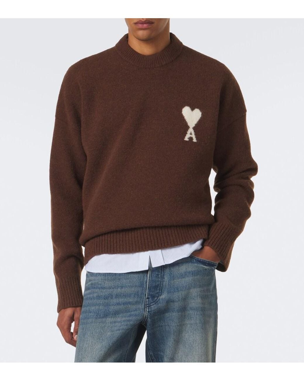 AMI Brown Ami De Coeur Alpaca And Wool-Blend Sweater for men