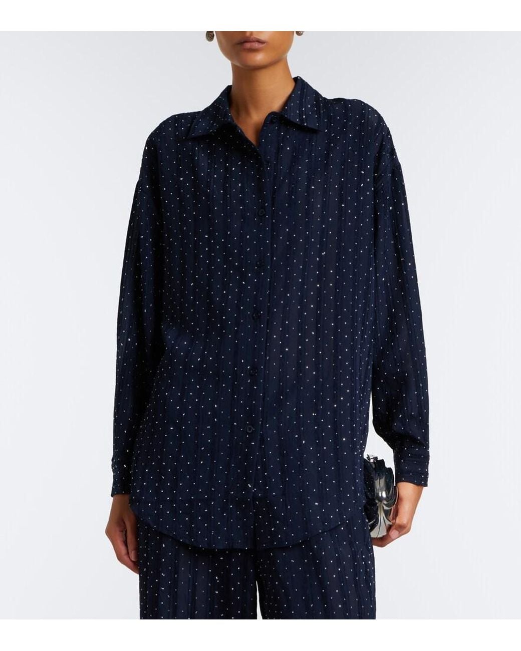 Melissa Odabash Blue Ziggy Embellished Shirt