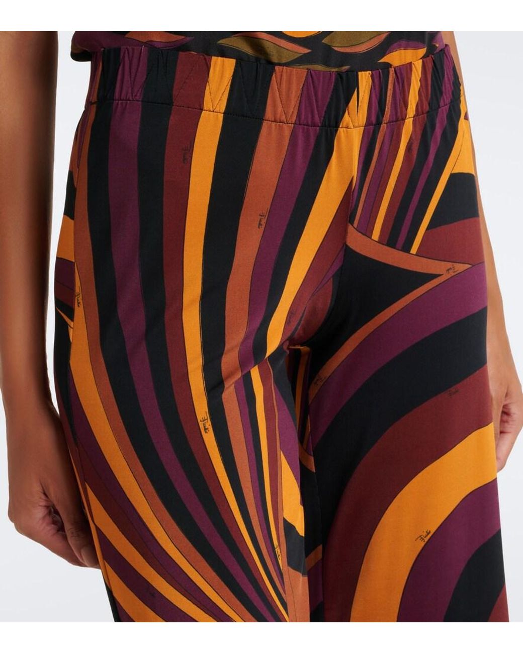 Emilio Pucci Red Iride Satin Jersey Wide-Leg Pants