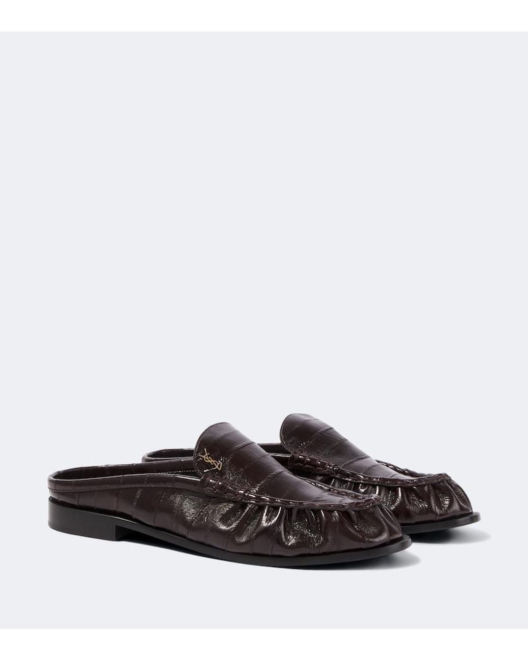 Saint Laurent Brown Le Loafer Eel Leather Mules for men
