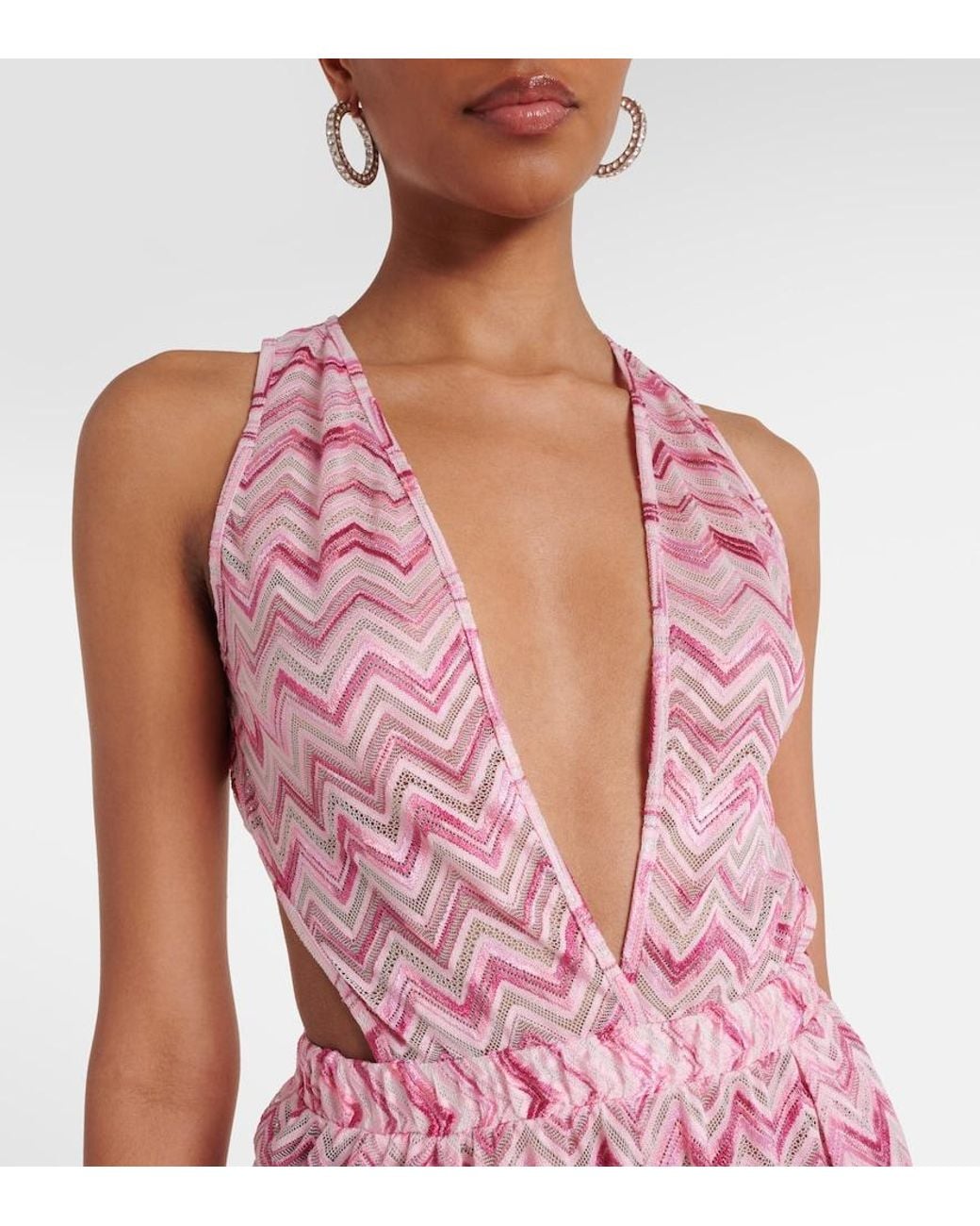Missoni Pink Zigzag Halterneck Jumpsuit