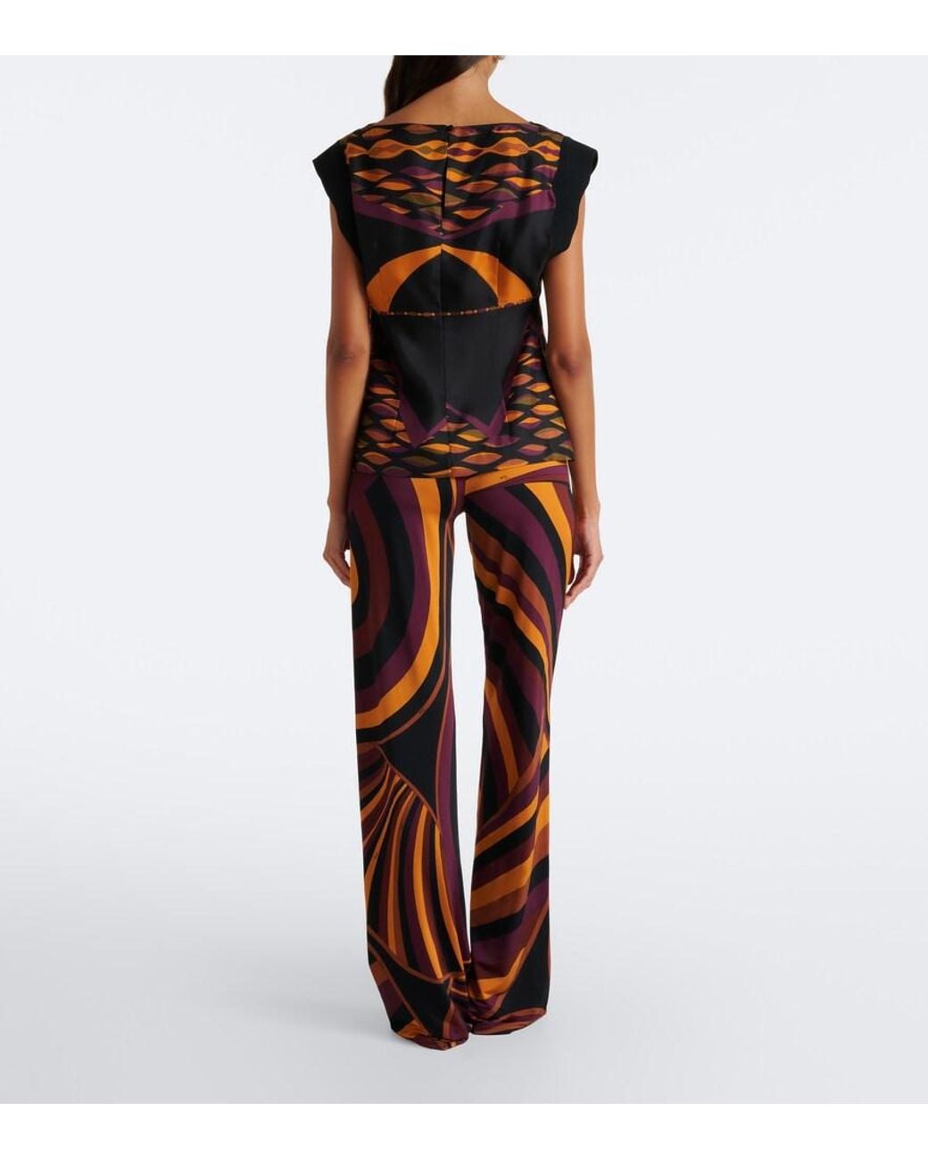 Emilio Pucci Red Iride Satin Jersey Wide-Leg Pants