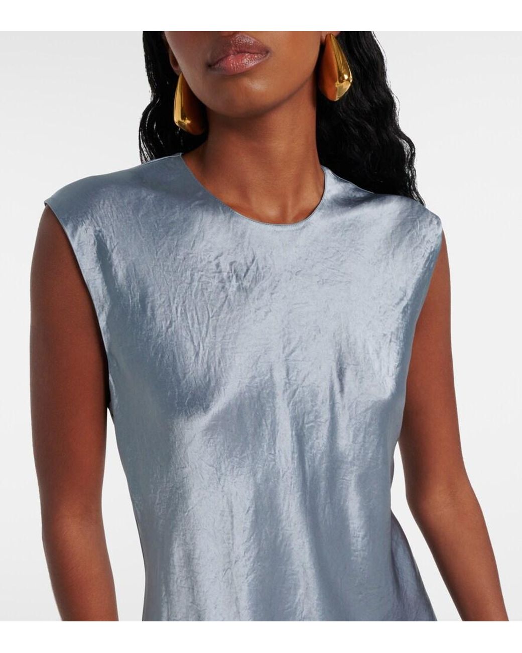 Vince Blue Satin Midi Dress