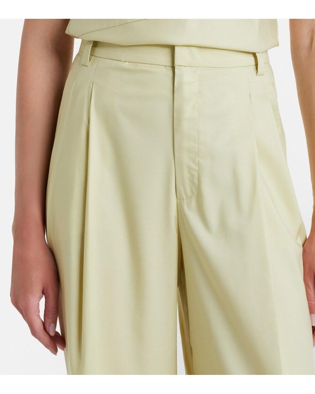 AYA MUSE Yellow Olena Pleated Wide-Leg Pants