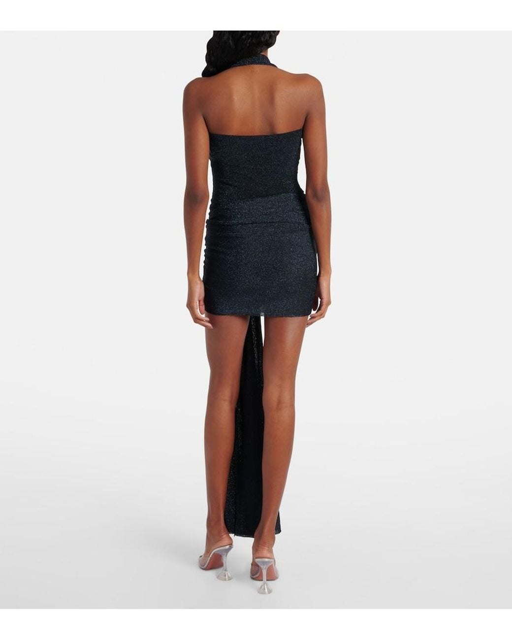 AYA MUSE Black Gathered Lame Minidress