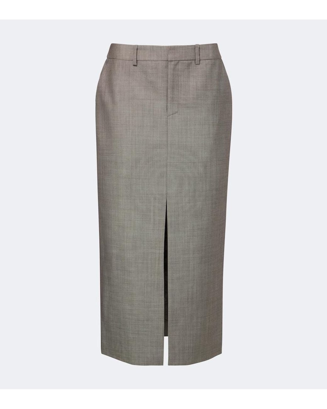 Frankie Shop Gray Maybelle Wool Pencil Skirt