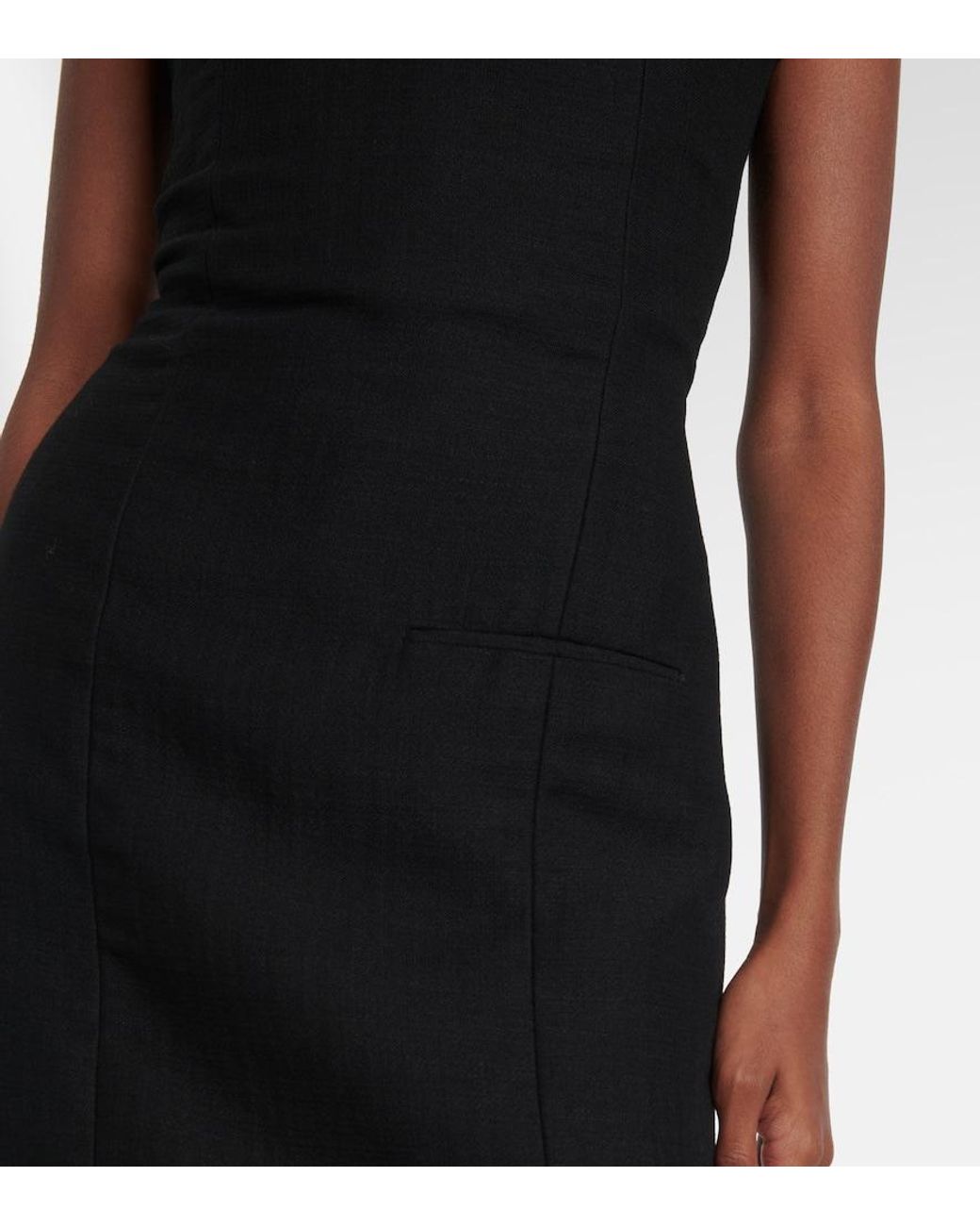 Calvin Klein Black Bonny Wool And Linen-Blend Midi Dress