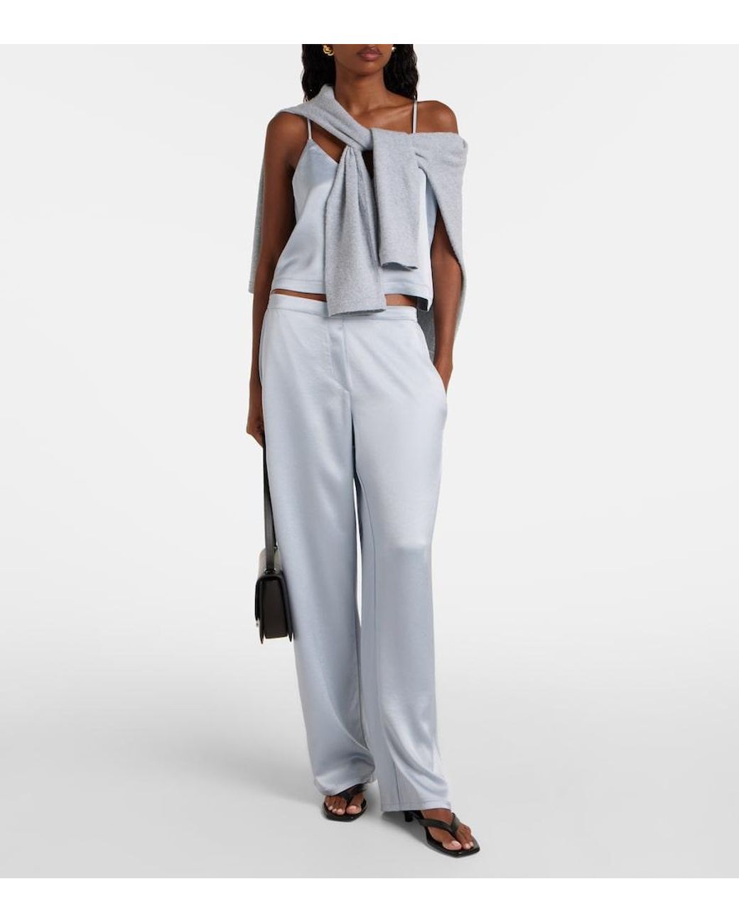 Leset Blue Barb Button Satin Camisole