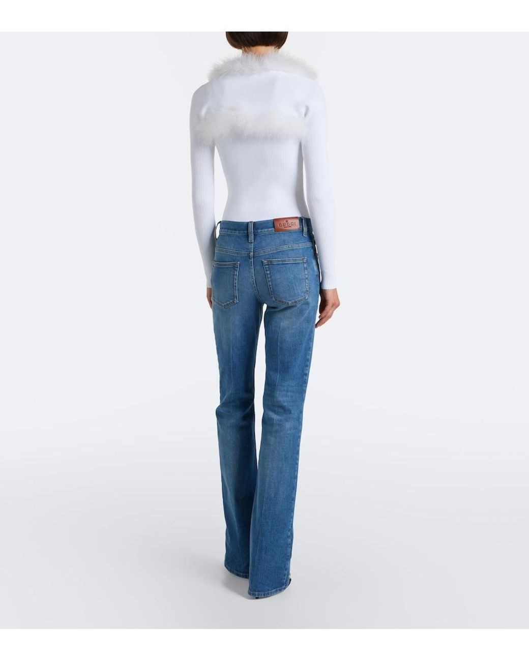 Gucci Blue Mid-Rise Flared Jeans