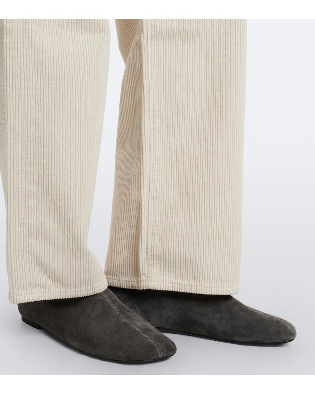 Agolde White Ren Cotton Corduroly Wide-Leg Pants