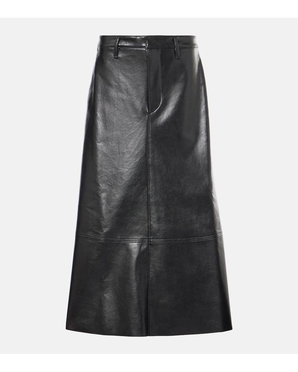 Citizens of Humanity Black Cassia Faux Leather Midi Skirt
