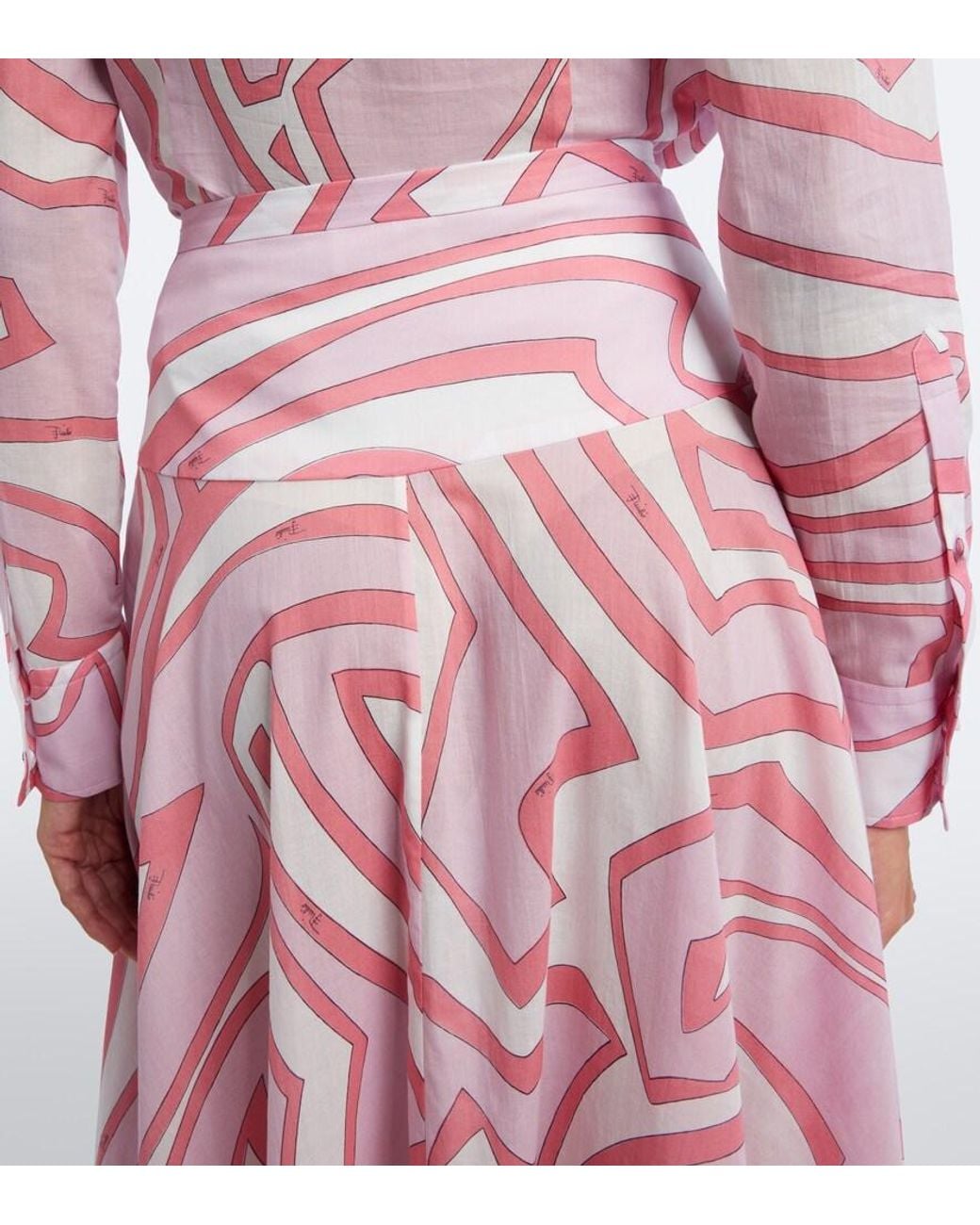 Emilio Pucci Pink Labirinto Cotton Maxi Skirt