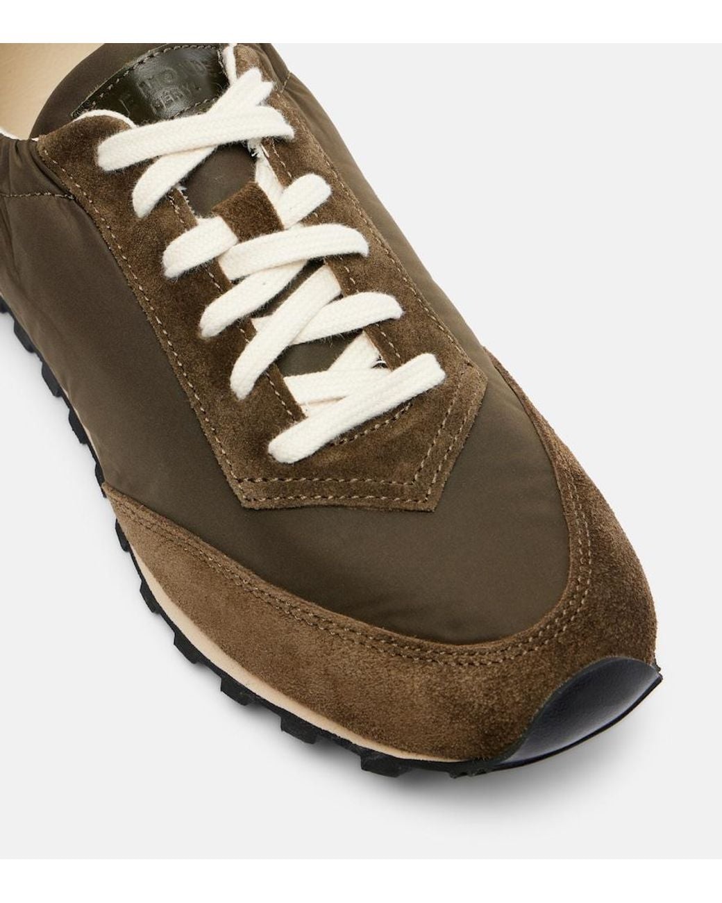Le Monde Beryl Brown Slim Runner Suede-Trimmed Sneakers