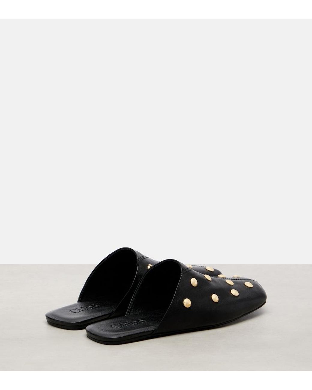 Chloé Black Leather Clogs 'Rita'
