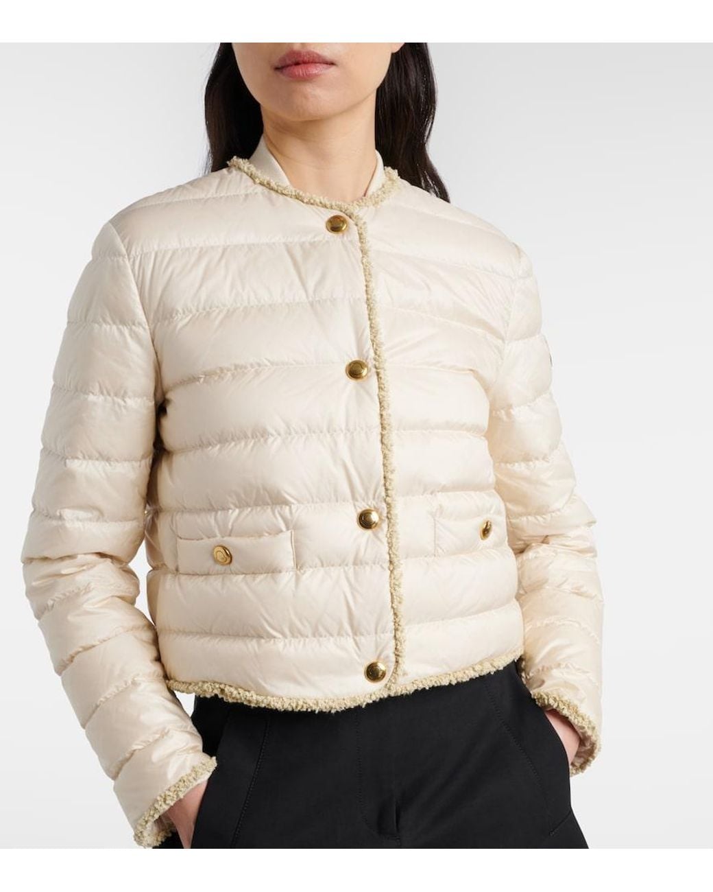 Moncler Natural Fleurs Quilted Down Jacket